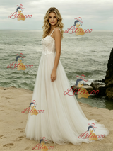 Tulle Lace Straps Wedding Dress