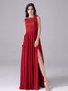 Burgundy Chiffon Lace Mother Of The Bride Dress