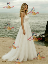 Tulle Lace Straps Wedding Dress