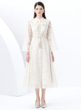 Retro Court Embroidery Long Lace Dress