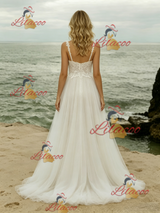 Tulle Lace Straps Wedding Dress