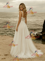 Tulle Lace Straps Wedding Dress