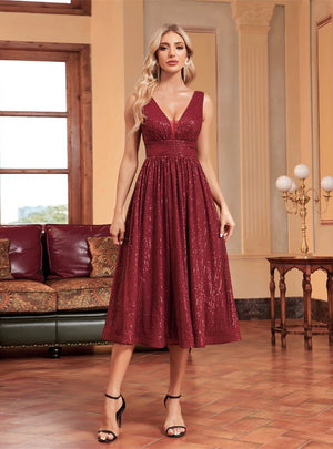 Sexy Sequins Backless V-neck Short Party Dress