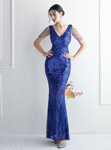 Mermaid V-neck Sequins Beading Prom Dress