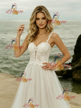Tulle Lace Straps Wedding Dress