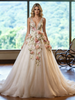 Ivory Tulle V-neck Appliques Wedding Dress