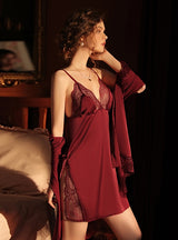 Solid Color Lace Split Suspenders Pajamas