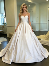 White Satin Strapless Wedding Dress