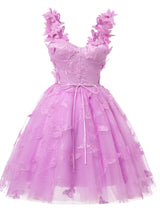 Purple Tulle Butterfly Homecoming Dress