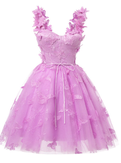 Purple Tulle Butterfly Homecoming Dress