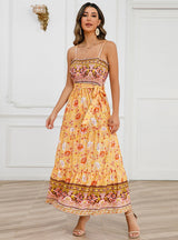 Solid Color Stitching Sleeveless Suspender Dress