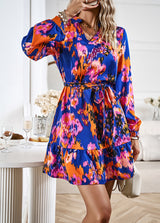 Printed Long-sleeved Shirt Dress