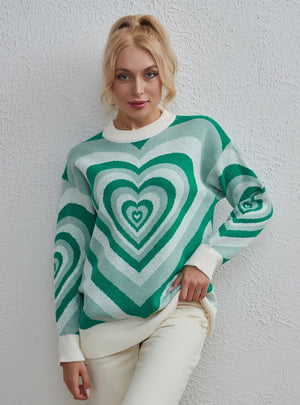 Love Heart Contrast Sweater