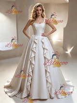 Ivory Satin Straps Wedding Dress