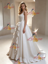 Ivory Satin Straps Wedding Dress