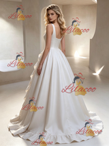 Ivory Satin Straps Wedding Dress