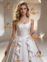 Ivory Satin Straps Wedding Dress