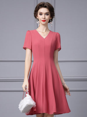 Brick-red V-neck Beading Mother Of The Bride Dress
