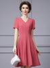 Brick-red V-neck Beading Mother Of The Bride Dress