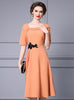 Orange Short Sleeve Beading Mother Of The Bride Dress