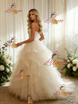 Ivory Tulle Pleats Strapless Wedding Dress