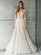 Ivory Tulle Lace Straps Wedding Dress