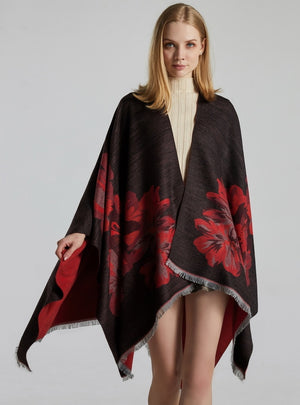 Jacquard Split Padded Warm Split Shawl
