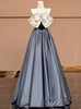 Simple Satin Strapless Bow Prom Dress