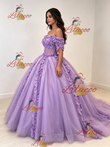 Purple Off the Shoulder Appliques Quinceanera Dress