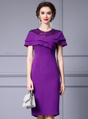 Purple Sequins Mother Of The Bride Dress