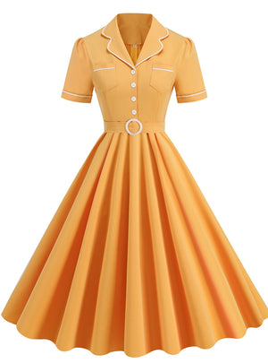 Hepburn Retro Pocket Mid-length Dress