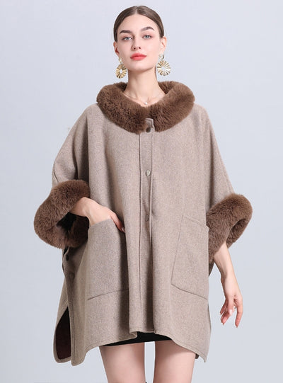 Loose Pocket Knit Cardigan Cloak Shawl