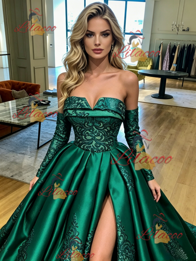 Purple Satin Spaghetti Straps Prom Dress