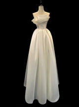 White Satin Strapless Wedding Dress