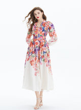Palace Lantern Sleeve Floral Print Long-sleeved Dress