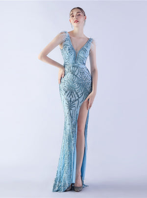 V-neck Sequins Mermaid Prom Dress