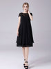 Black Chiffon Lace Cap Sleeve Mother Of The Bride Dress