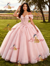 Pink Off the Shoulder Appliques Quinceanera Dress