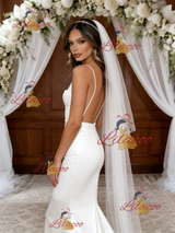 White Mermaid Backless Wedding Dress