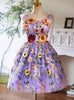 Purple Tulle Flower Straps Homecoming Dress