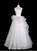 White Tulle Strapless Pleats Wedding Dress