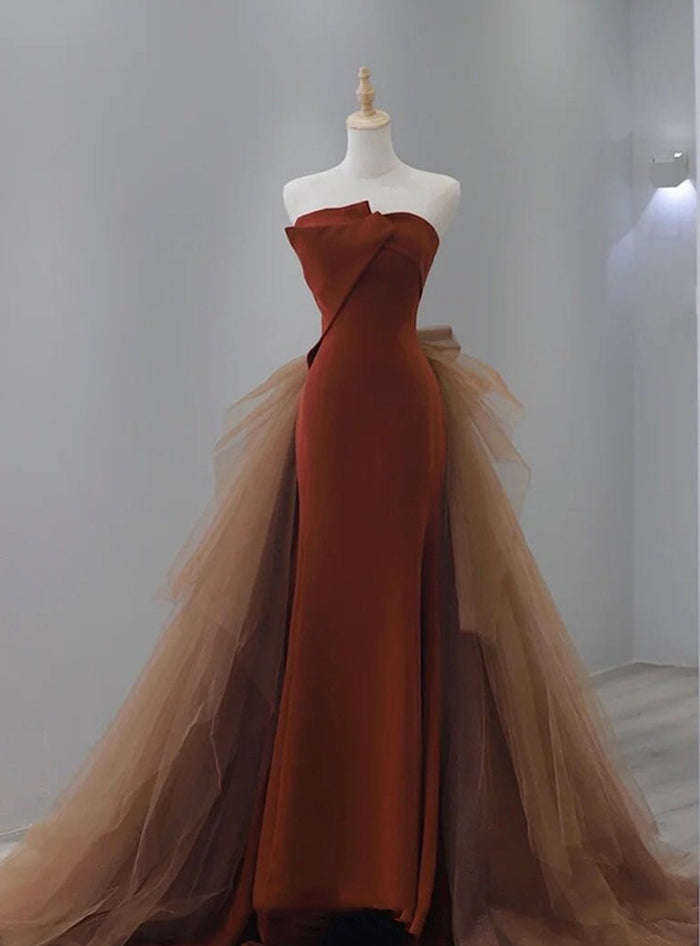 Mermaid Tulle Strapless Prom Dress