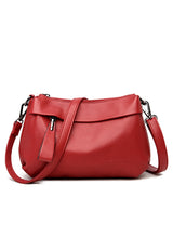 Soft Leather Solid Color Shoulder Bag