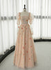 Champagne Tulle Sequins Prom Dress