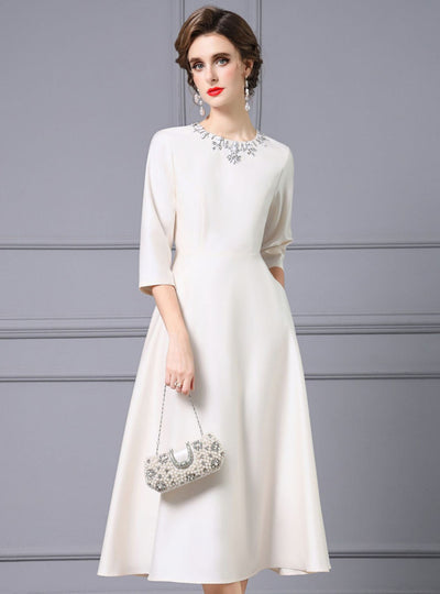 Short Sleeve Crystal Mother Of The Bride Dress