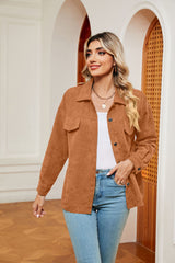 Solid Color Button Long Sleeve Loose Coat