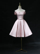 Pink Satin Homecoming Dress With Bow