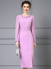 Pink Purple Long Sleeve Mother Of The Bride Dress
