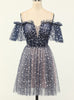 Tulle Wave Point Spaghetti Straps Homecoming Dress