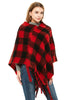 Thick Tassels Padded Plaid Shawl Cloak